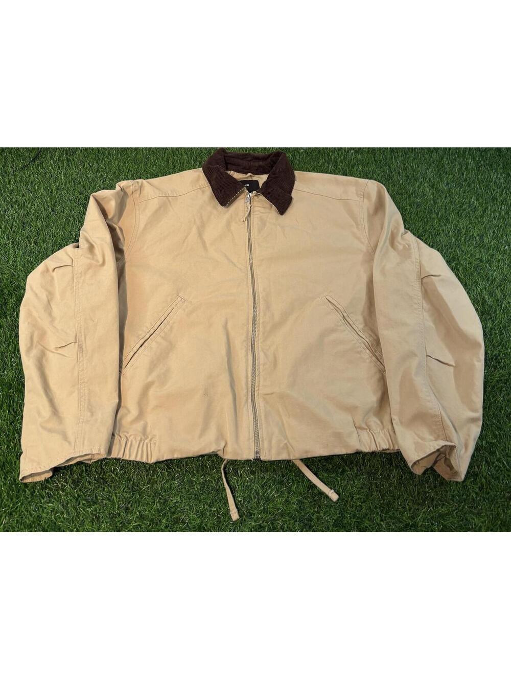 H&M Beige and Brown Corduroy Collar Zip-Up Jacket Medium